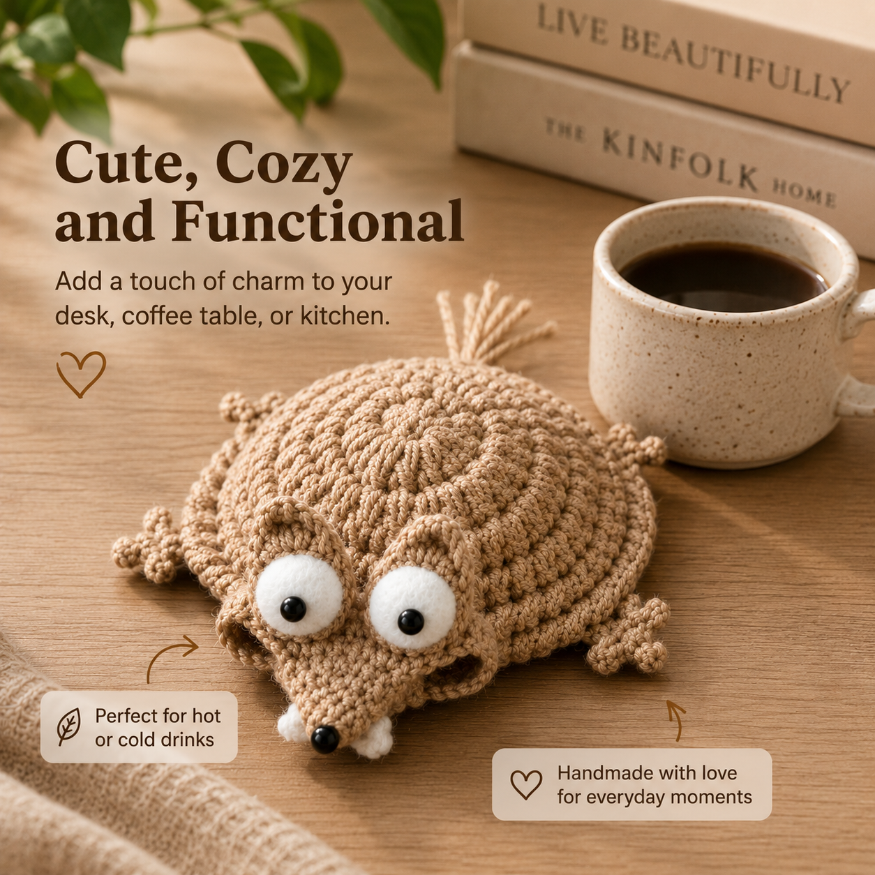 Funny Emotional Support Hedgehog Coaster