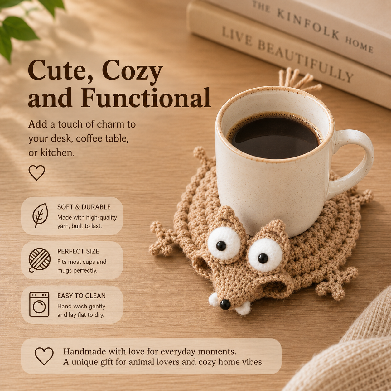 Funny Emotional Support Hedgehog Coaster