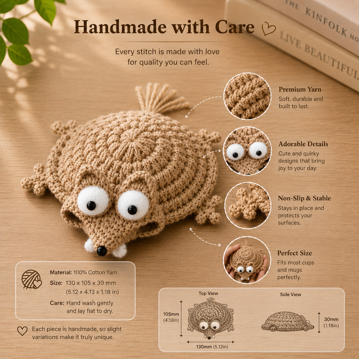 Funny Emotional Support Hedgehog Coaster
