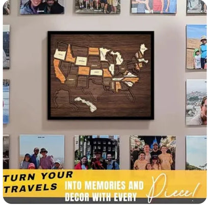 🔥Last Day 49% OFF -🇺🇸 Wooden USA Travel Map Puzzle🧩A Stylish Way to Track Your Journey