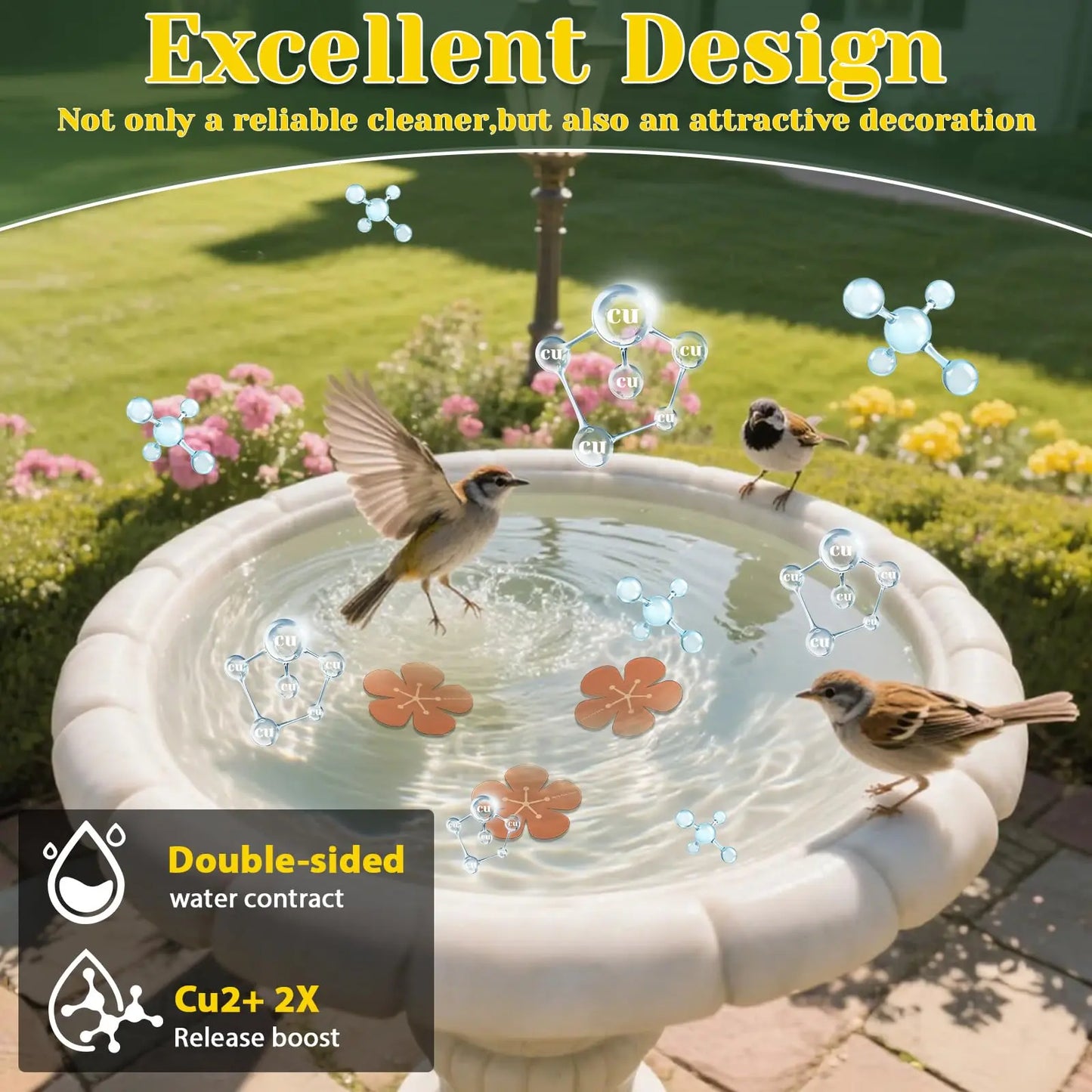 3PCS 99.99% Pure Copper Bird Bath Purification Discs